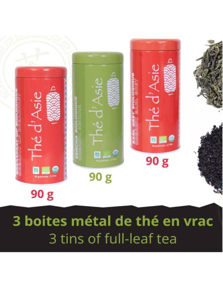 Coffret Thé Petit Déjeuner - Biologique - 3 Box métal- THÉ D'ASIE Coffret Thé Petit Déjeuner - Biologique - 3 Box métal- THÉ D'ASIE