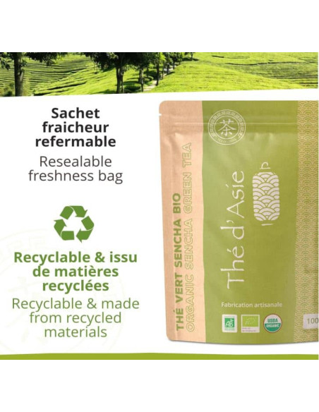 Thé vert - Sencha - Biologique - en vrac - 100g- THÉ D'ASIE