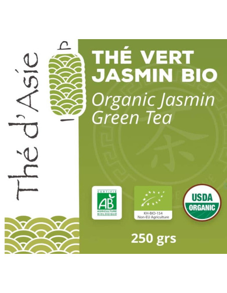 Thé vert - Jasmin - Biologique - en vrac - 250g- THÉ D'ASIE Thé vert - Jasmin - Biologique - en vrac - 250g- THÉ D'ASIE