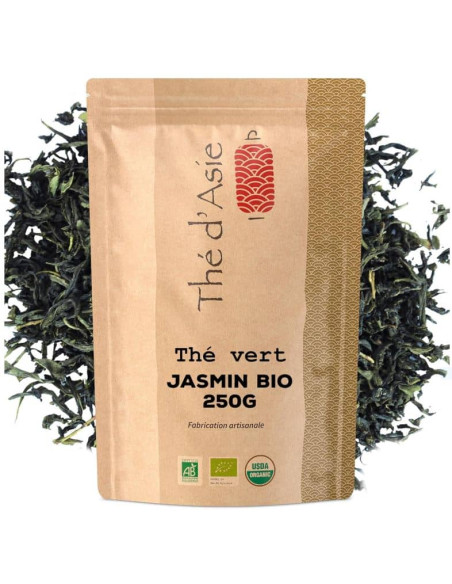 Thé vert - Jasmin - Biologique - en vrac - 250g- THÉ D'ASIE Thé vert - Jasmin - Biologique - en vrac - 250g- THÉ D'ASIE