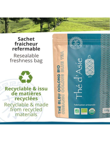 Thé bleu - Oolong - Biologique - en vrac - 100g- THÉ D'ASIE