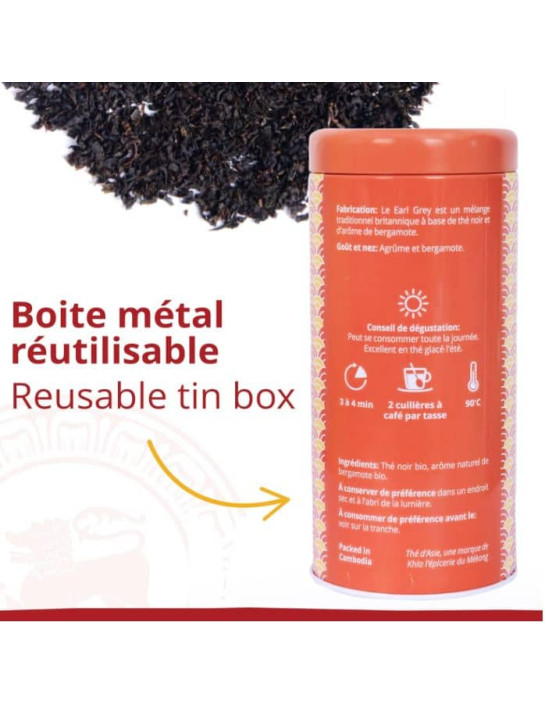 Thé noir - Earl Grey - Biologique - en vrac - 90g- THÉ D'ASIE