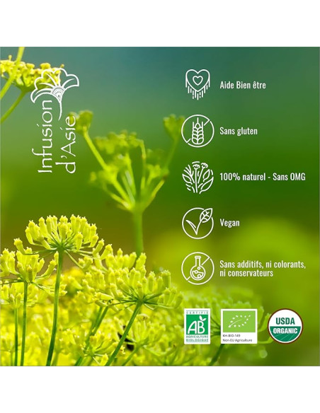 Infusion - Graines de Fenouil - Biologique - Pack infusettes x80-