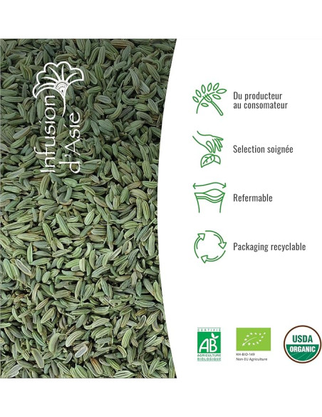 Infusion - Graines de Fenouil - Biologique - Pack infusettes x80-