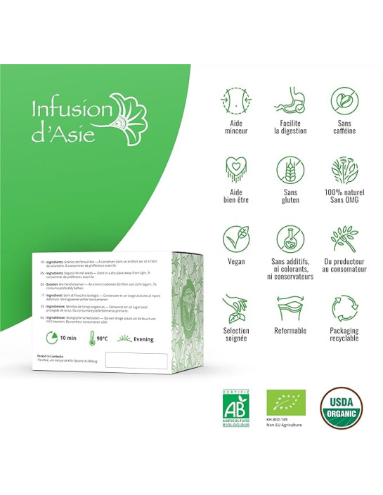 Infusion - Graines de Fenouil - Biologique - Pack infusettes x80-