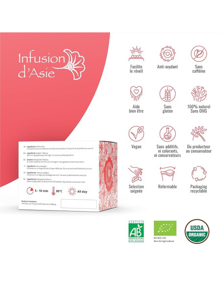 Infusion - Fleurs d'Hibiscus - Biologique - Pack infusettes x80-