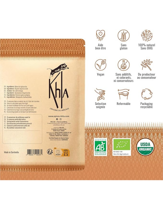 Bâton de réglisse - Biologique - entier - 100g-