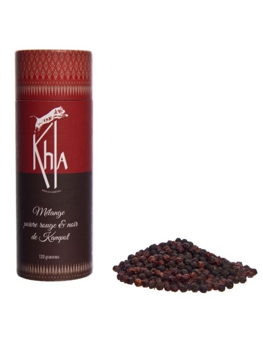 Mélange poivre noir & rouge de Kampot IGP - Premium - en grain - 120g- KHLA